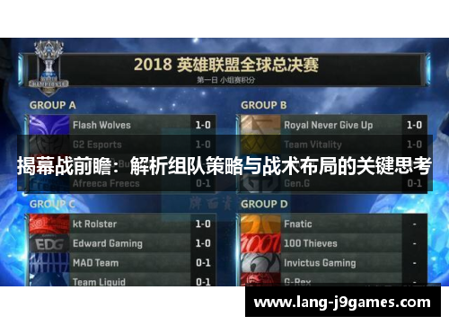 揭幕战前瞻：解析组队策略与战术布局的关键思考